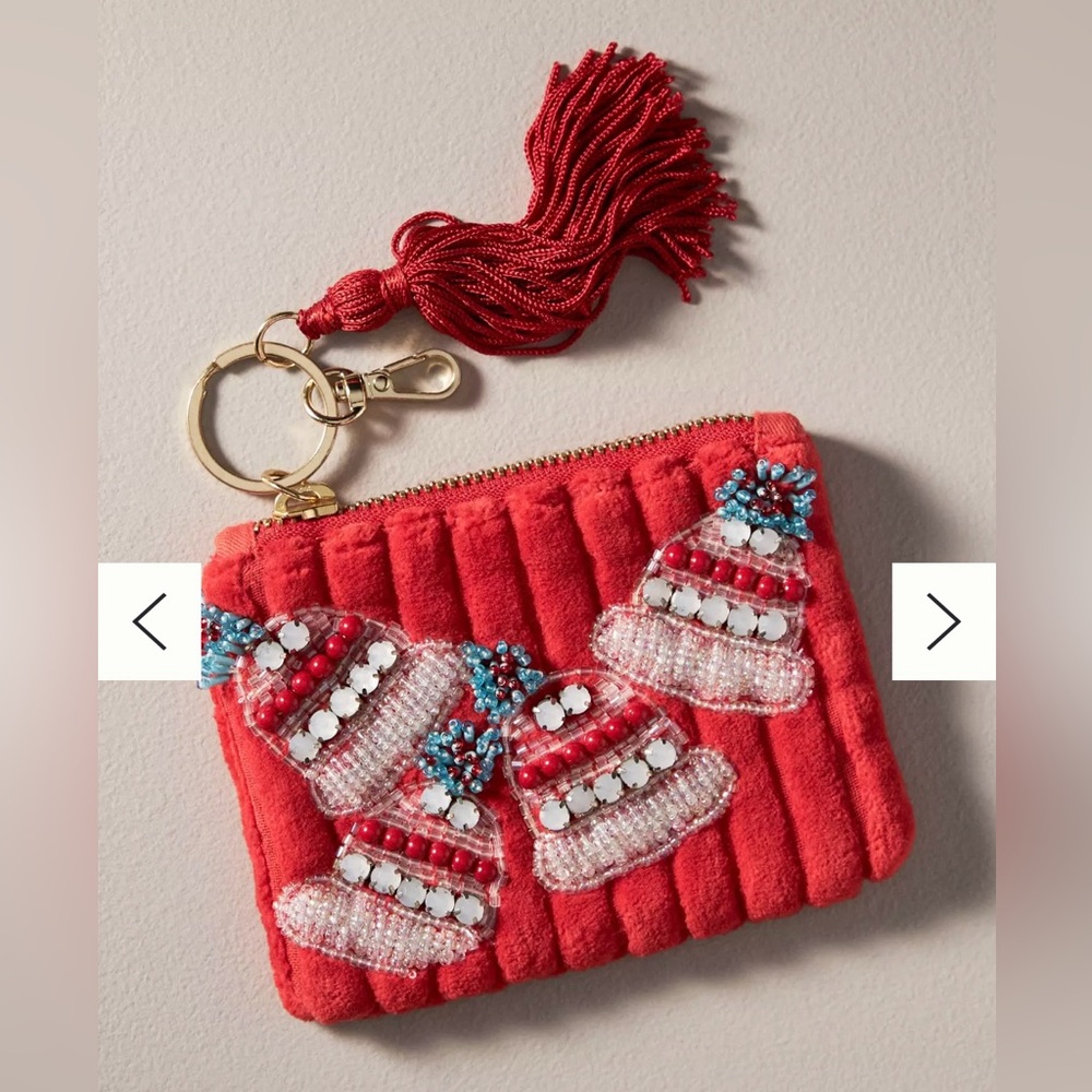 NWT Anthropologie Beaded Coin Purse: Holiday Icon Edition in Beanie